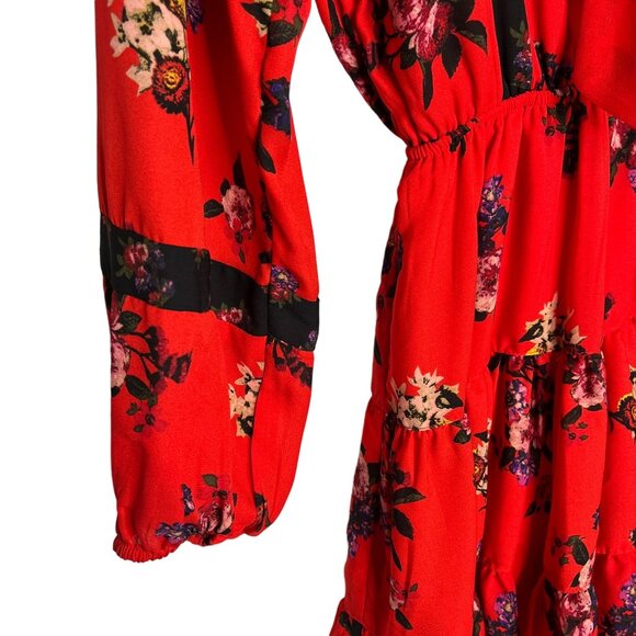 Gianni Bini Dress Womens Small Mini Floral Boho Cottage Red Casual Work GB Flare - Picture 4 of 12
